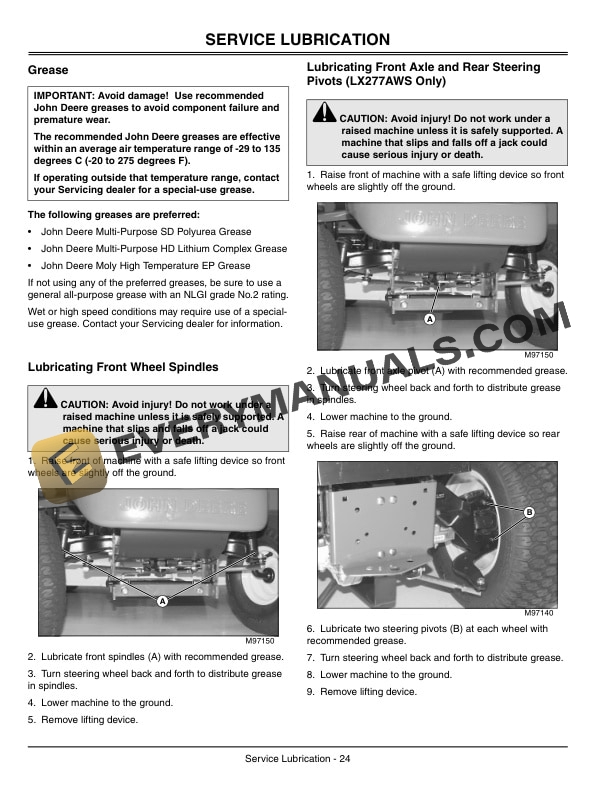 John Deere LX266 LX277 LX277AWS LX279 and LX288 Lawn Tractors Operator Manual OMM148972 2