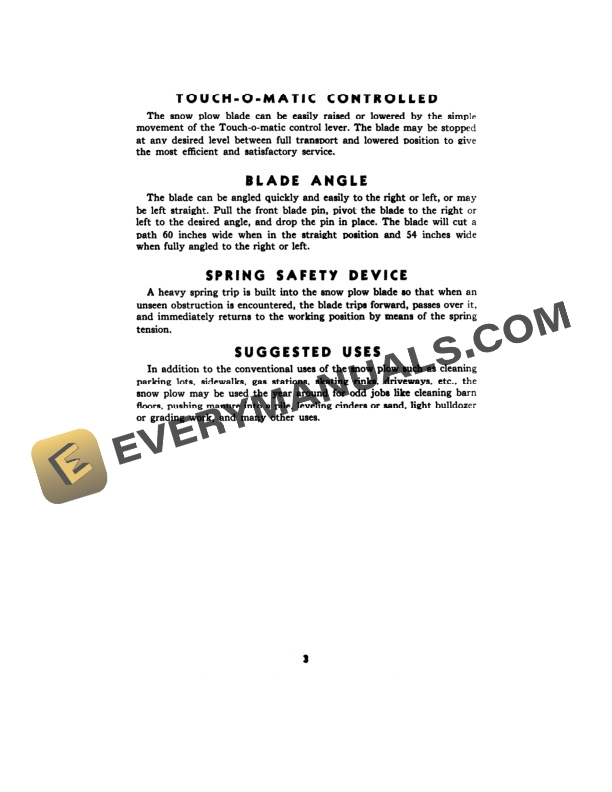 John Deere M30 Snow Plow for Model M Tractor Operator Manual OMF13947 2