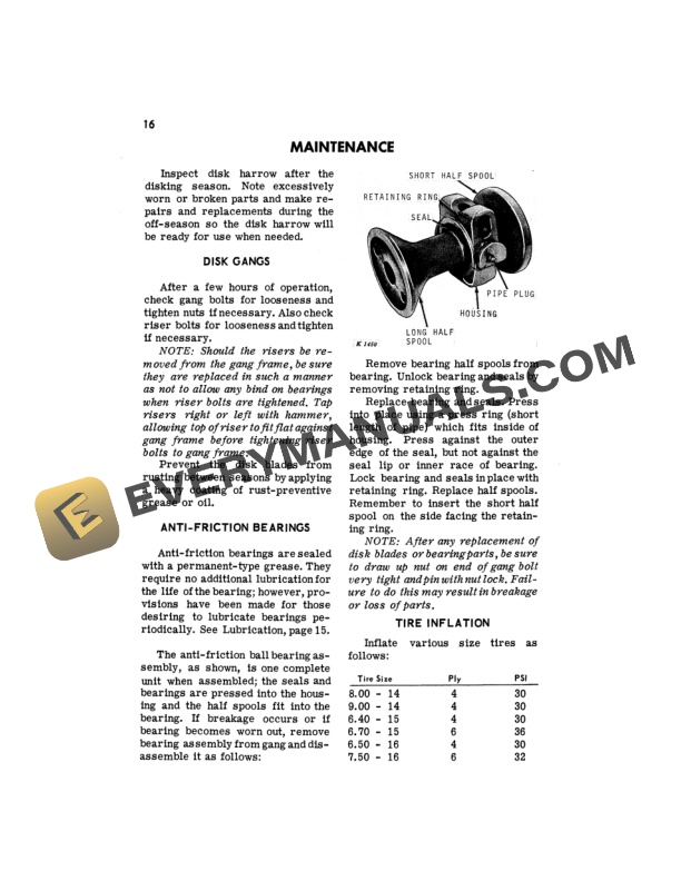 John Deere MK MKO and MKH Series Wheel Type Offset Disk Harrow Operator Manual OMK40148 3