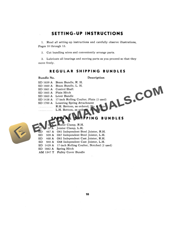 John Deere MT3 One-Bottom Two-Way Integral Tractor Plow Operator Manual OMA29350-2