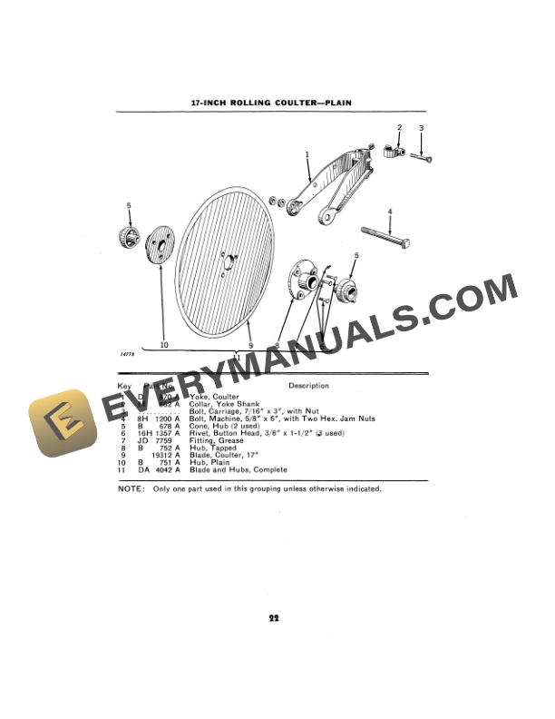 John Deere MT3 One-Bottom Two-Way Integral Tractor Plow Operator Manual OMA29350-3