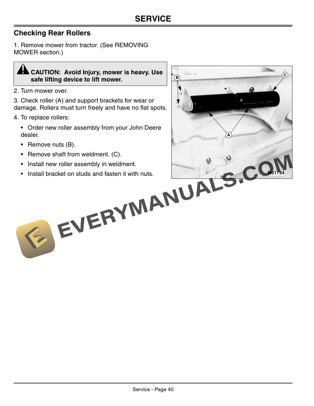 John Deere Mid Mount Mower for 4500 and 4600 Compact Utility Tractors Model 72 Operator Manual OMM136071 2