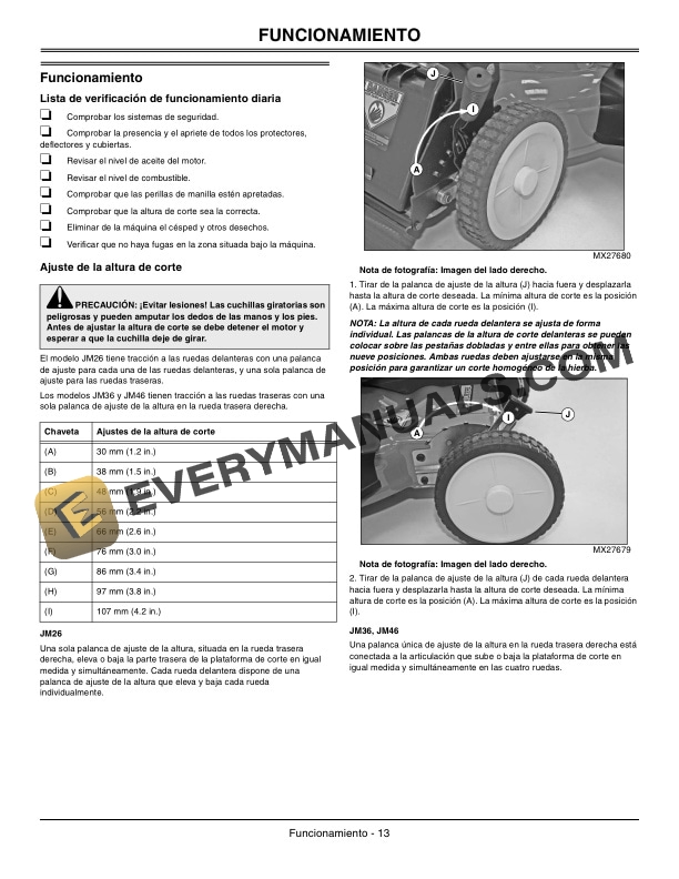 John Deere MowMentum JM26, JM36, JM46 Walk-Behind Mower Operator Manual OMGX23570-3