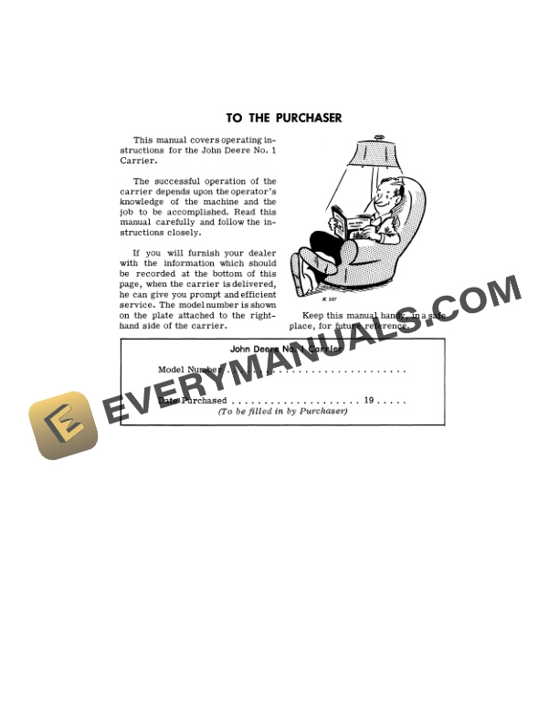 John Deere NO 1 TOOL CARRIER Operator Manual OMK38895-2