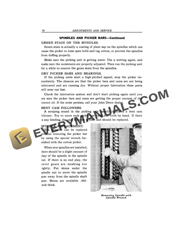 John Deere NO. 1 COTTON PICKER ONE-ROW MOUNTED Operator Manual OMN28856-2