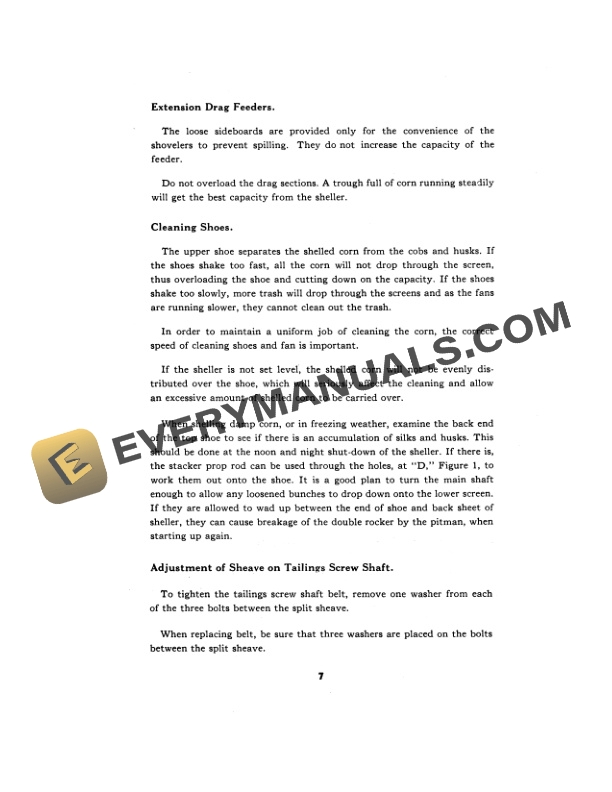 John Deere NO. 7 CYLINDER CORN SHELLER Operator Manual OMC10651-2