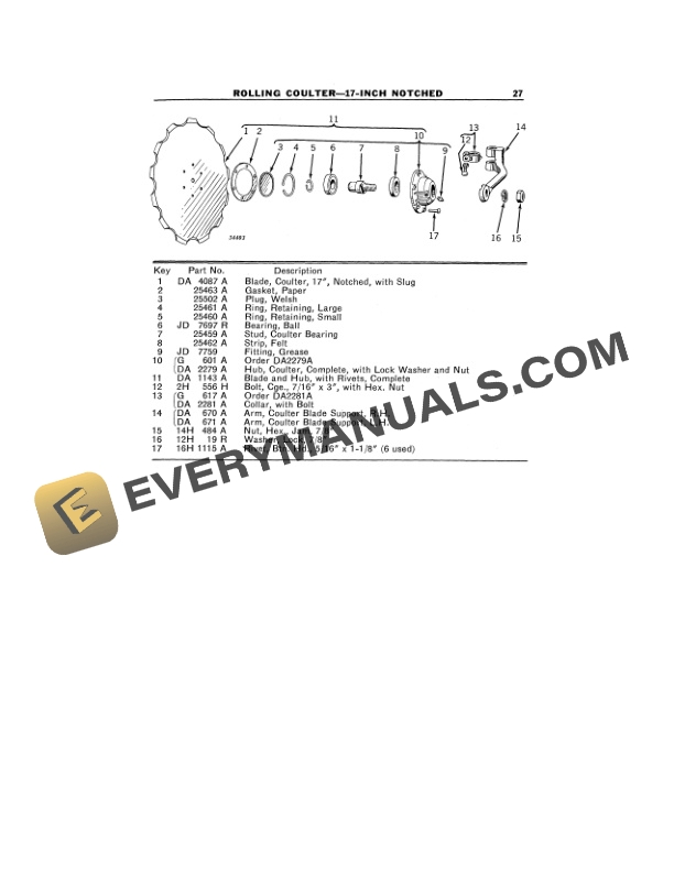 John Deere No. 422 One-Bottom Two-Way Integral Tractor Plow Operator Manual OMA47853-3