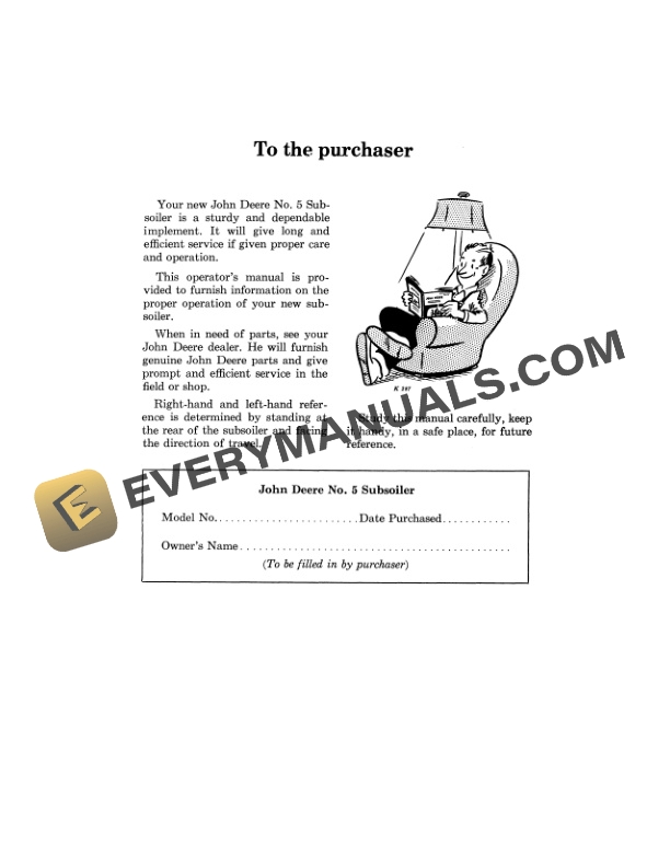 John Deere No. 5 Subsoiler Operator Manual OMK34678K-2