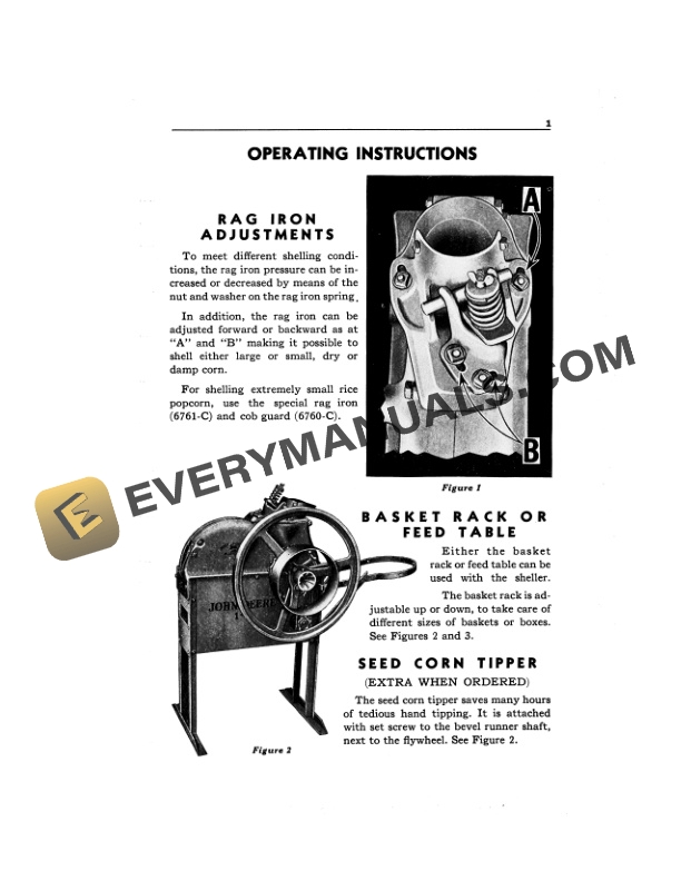 John Deere No.1-B Hand Corn Sheller Operator Manual OMC13423C-2