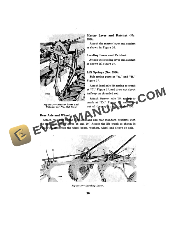 John Deere Nos. 55B and 55H Special Four-Bottom Tractor Plow Operator Manual OMA38651-2