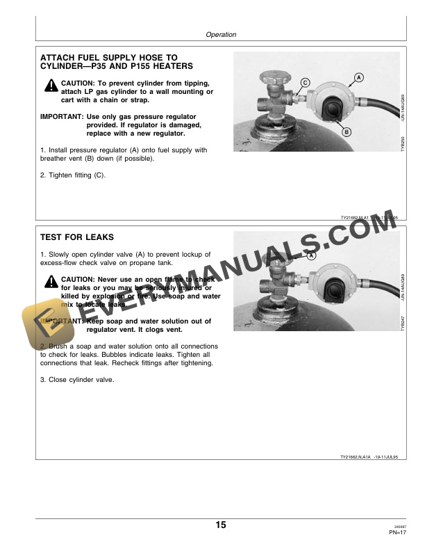 John Deere P35 and P155 LP Gas Portable Space Heaters Operator Manual OMTY21662 2