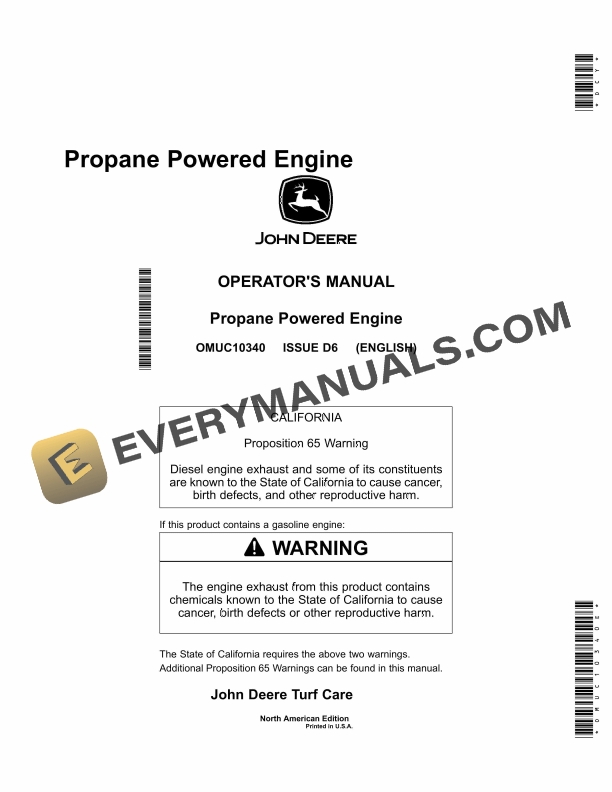 John Deere Propane Powered Engine Operator Manual OMUC10340E-1