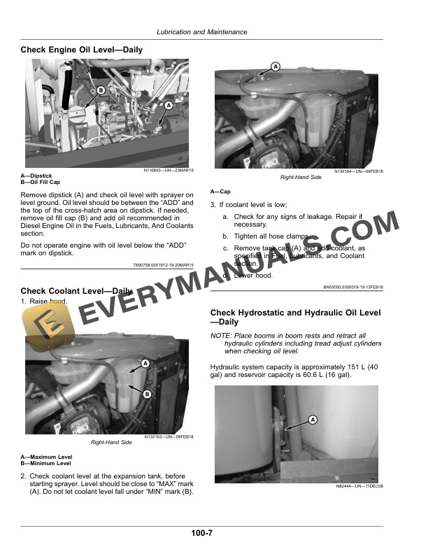 John Deere R4023 Self-Propelled Sprayer Operator Manual OMKK61607 5 John Deere R4023 Self-Propelled Sprayer Operator Manual OMKK61607-3