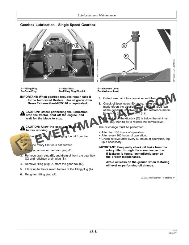 John Deere RT8010, RT8012, RT8018, RT8020, RT8022 Rotary Tiller Operator Manual 5NSOM30001 5 John Deere RT8010, RT8012, RT8018, RT8020, RT8022 Rotary Tiller Operator Manual 5NSOM30001-3