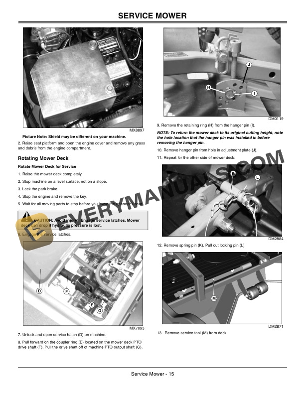 John Deere Rear Discharge Mower Decks for 1400 1500 Series Front Mower 72 Operator Manual OMDMU212207E-3