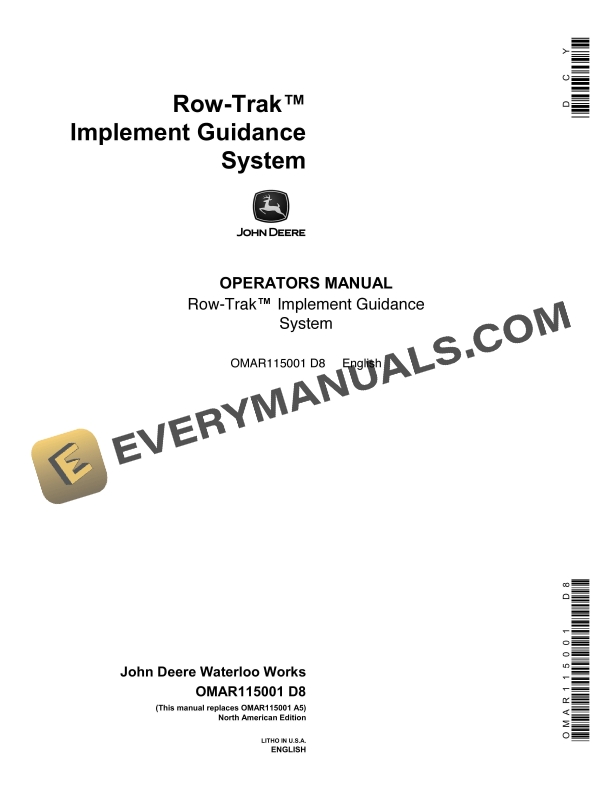 John Deere Row-Trak Implement Guidance System Operator Manual OMAR115001-1