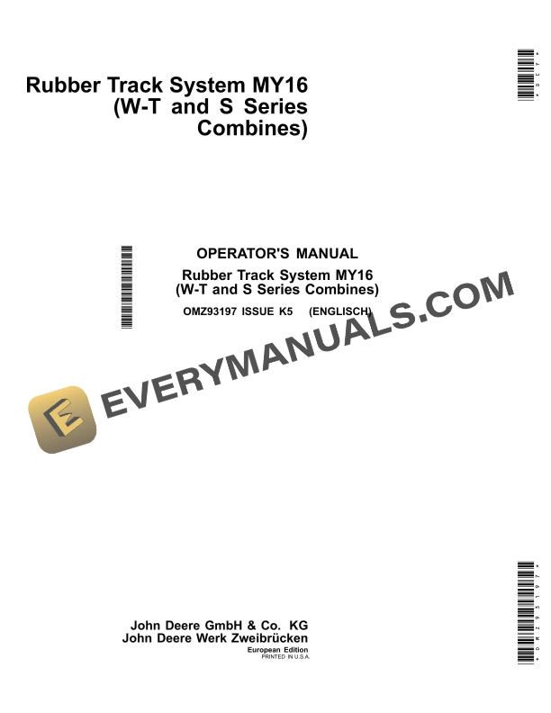 John Deere Rubber Track System MY16 Operator Manual OMZ93197-1