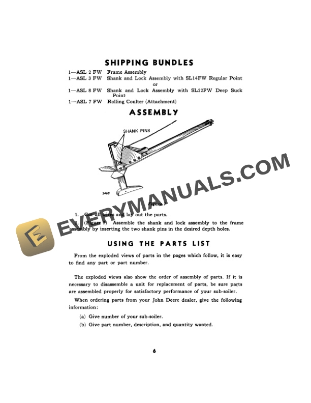 John Deere S16 Sub-Soiler Operator Manual OMW32655-3
