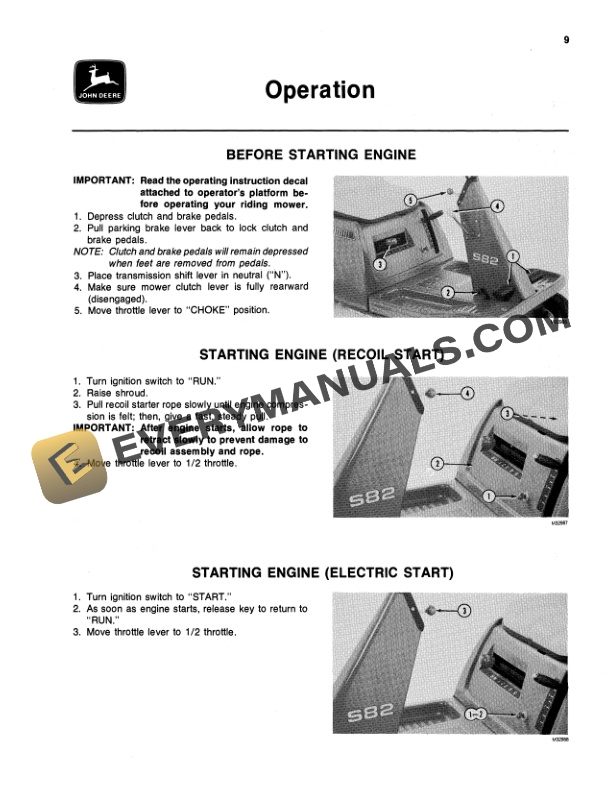 John Deere S80 AND S82 RIDING MOWERS Operator Manual OMM86641-2