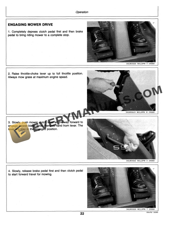 John Deere S92 RIDING MOWER Operator Manual OMM86258-2