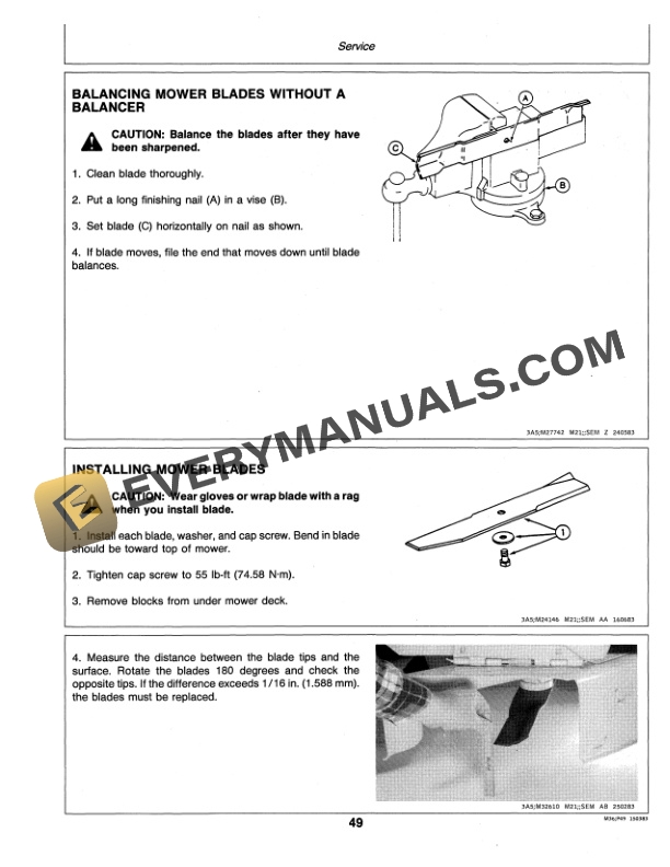 John Deere S92 RIDING MOWER Operator Manual OMM86258-3