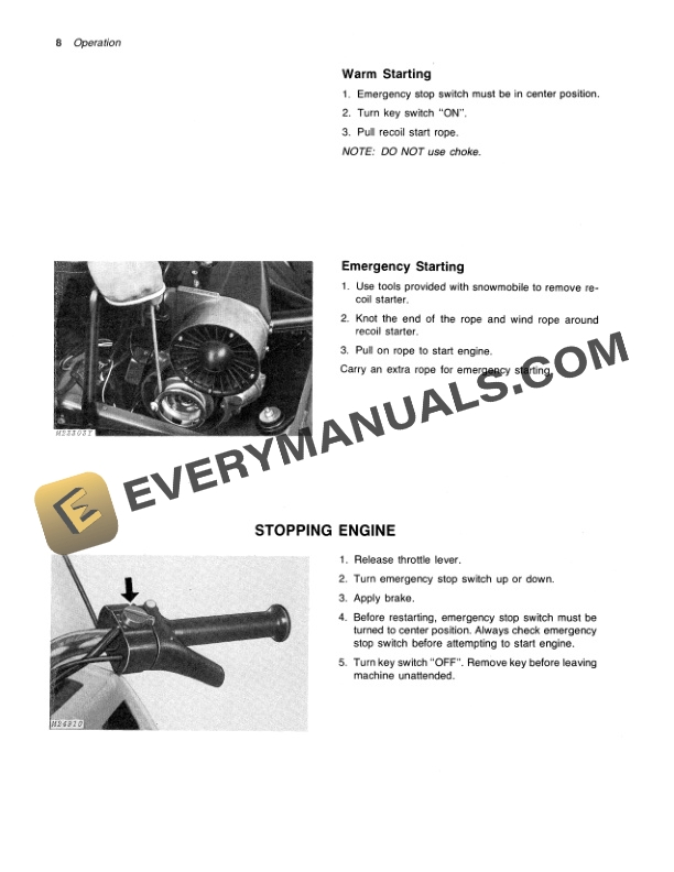 John Deere SPITFIRE 340 AND 440 TRAILFIRE SNOWMOBILE Operator Manual OMM68491-2
