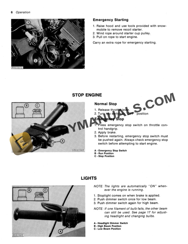 John Deere SPITFIRE SNOWMOBILE Operator Manual OMM67035-2