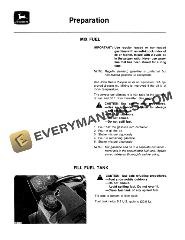 John Deere SPITFIRE SNOWMOBILE Operator Manual OMM68928-2
