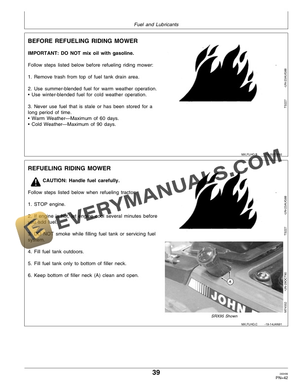John Deere SRX75 and SRX95 Riding Mowers Operator Manual OMM113855-2