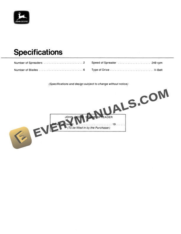 John Deere STRAW SPREADER FOR 6600, 6601, 6602, AND 7700 COMBINES Operator Manual OMH85227-3