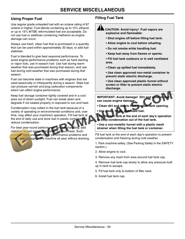 John Deere Series Z510A and Z520A Z-Trak Estate Operator Manual OMTCU22799-2
