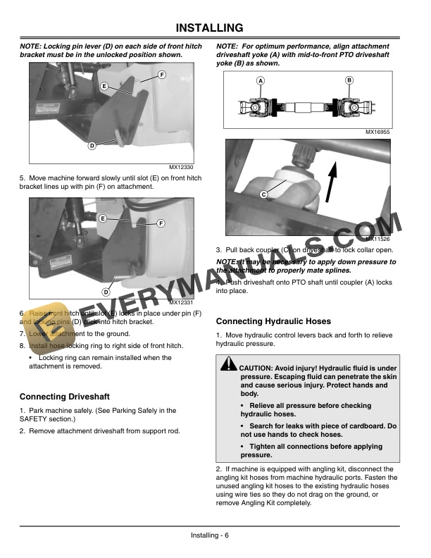 John Deere Snowthrower for 2210 Compact Utility Tractor 46-Inch Operator Manual OMM147923-2