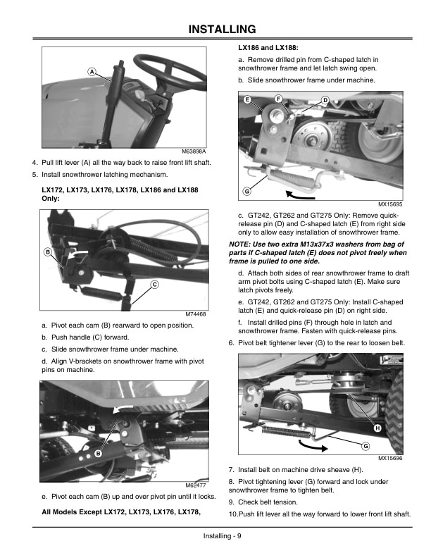 John Deere Snowthrower for LX and GT Series Lawn and Garden Tractor 42 Operator Manual OMM133878-2