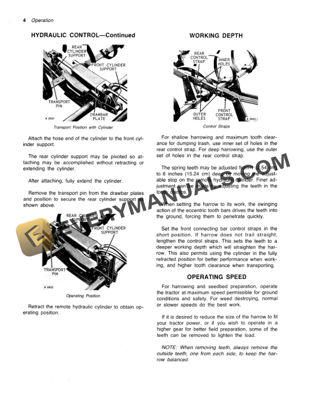 John Deere TH448H SPRING-TOOTH HARROWS Operator Manual OMGA10503-2