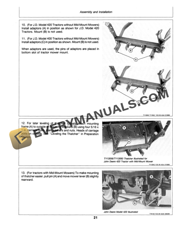 John Deere THATCHERS FOR LAWN AND LAWN AND GARDEN TRACTORS Operator Manual OMTY20626-2