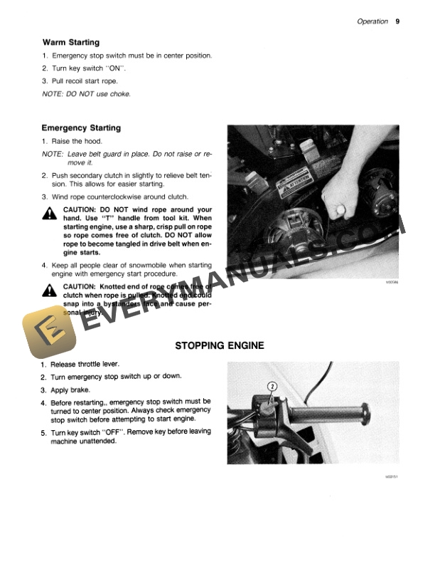 John Deere TRAILFIRE LX SNOWMOBILE Operator Manual OMM69754-2