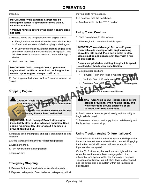 John Deere TS Gator Utility Vehicle Operator Manual OMM159422 2 John Deere TS GATOR Utility Vehicles Operator Manual OMM159422-2