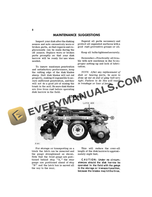 John Deere TW DISK HARROWS Operator Manual OMB25283-3