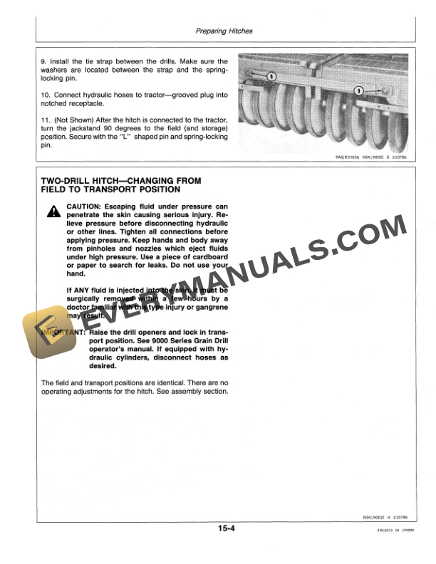 John Deere TWO- THREE-, AND FOUR- DRILL HITCHES FOR 9000 SERIES GRAIN DRILL Operator Manual OMN200226-2