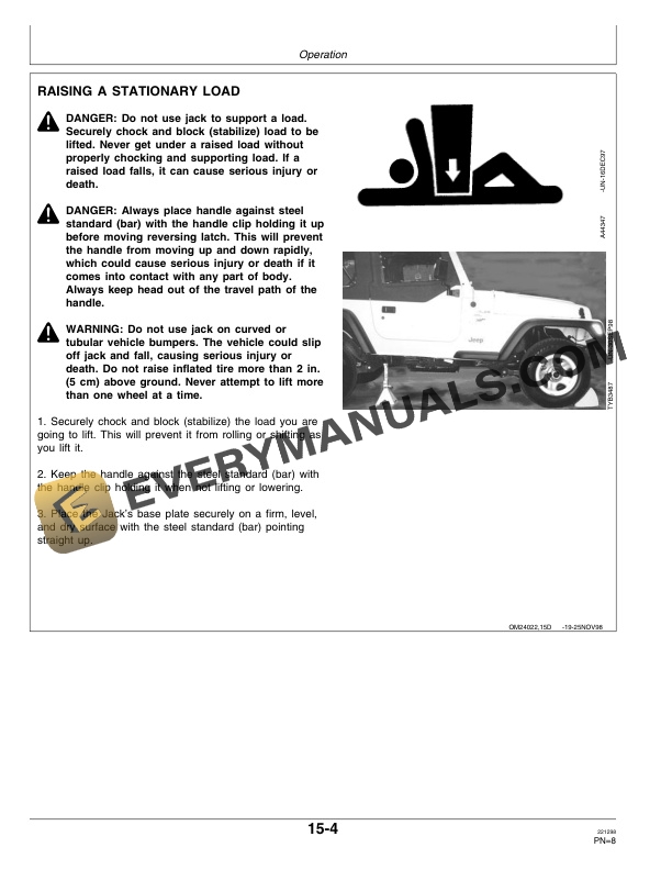 John Deere TY16354 Hi-Lift Jack Operator Manual OMTY24022-2