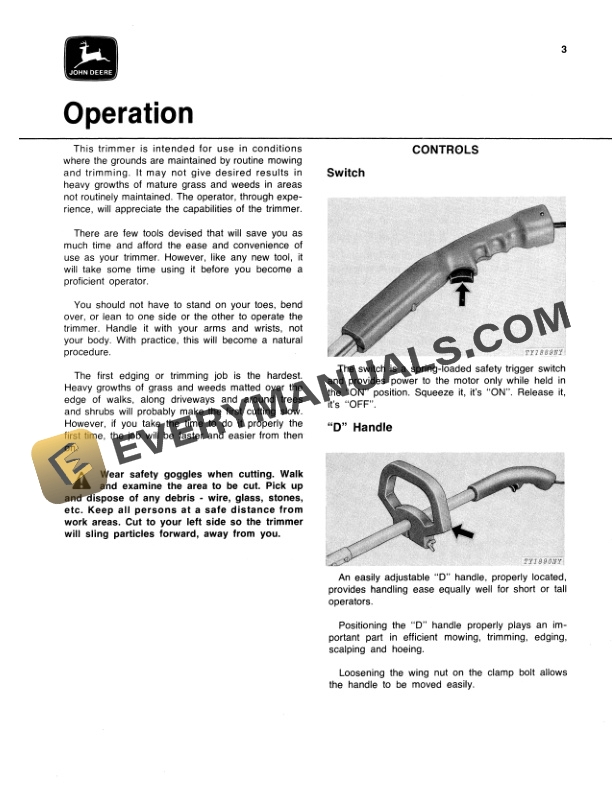 John Deere TY2541 Electric Weed Eater Trimmer Operator Manual OMTY3803-2