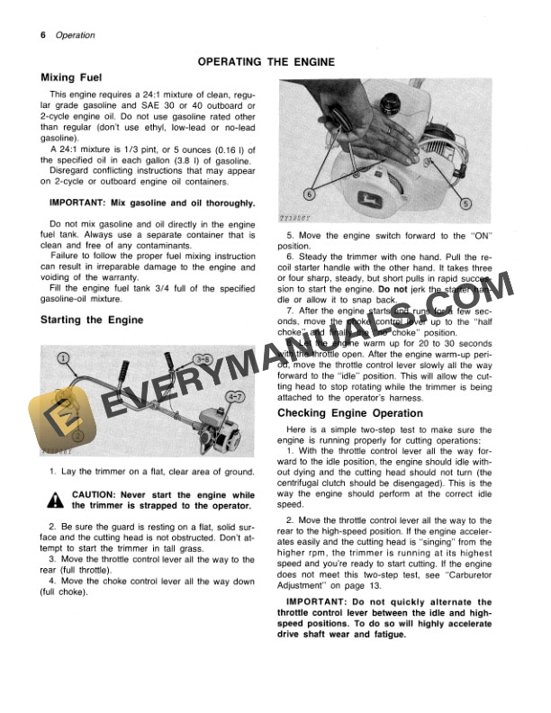 John Deere TY2542 GASOLINE WEED EATER TRIMMER Operator Manual OMTY3804-2