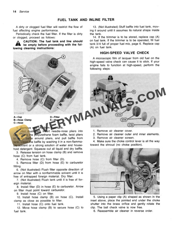 John Deere TY2542 GASOLINE WEED EATER TRIMMER Operator Manual OMTY3804-3