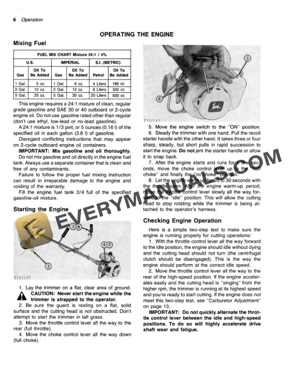 John Deere TY2542 GASOLINE WEED EATER TRIMMER Operator Manual OMTY3828-2