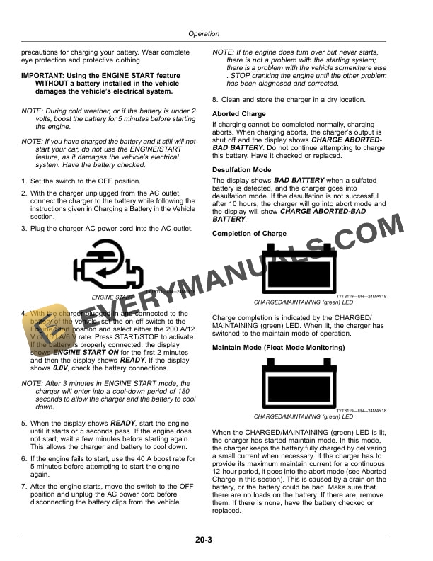John Deere TY27732 Automatic Benchtop Starter - Charger Operator Manual OMTY27732 2 John Deere TY27732 Automatic Benchtop Starter Charger Operator Manual OMTY27732-2