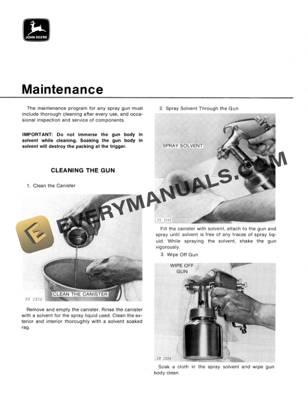 John Deere TY4343 Bleeder or Non-Bleeder Spray Gun Operator Manual OMTY4579-3