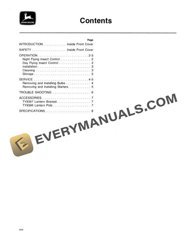 John Deere TY9363, TY9364 and TY9365 Electronic Flying Insect and Fly Killers Operator Manual OMTY3908-2