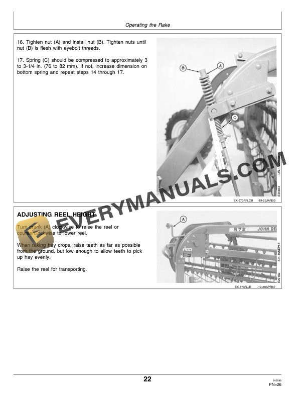 John Deere Tandem Hitch and 662, 672, and 673 Side-Delivery Rakes Operator Manual OME82929-2
