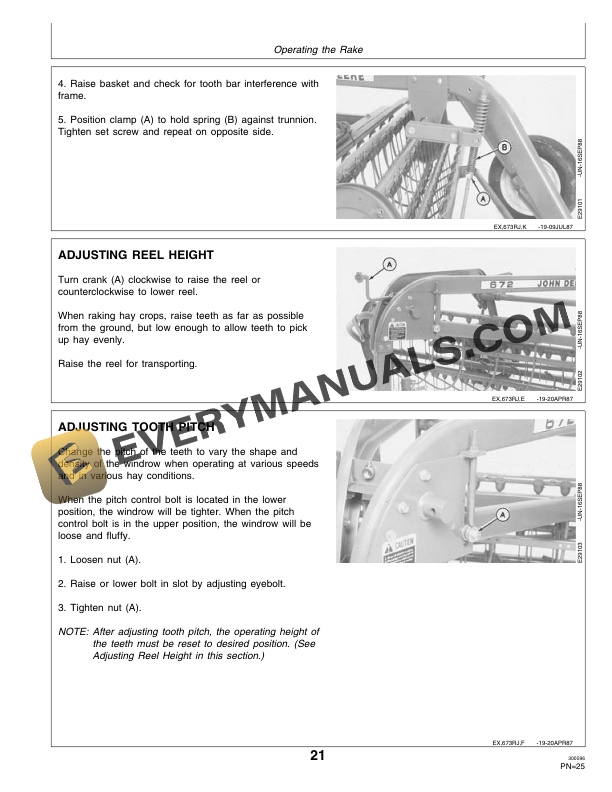John Deere Tandem Hitches and 662 672 and 673 Side-Delivery Rakes Operator Manual OME80677-2