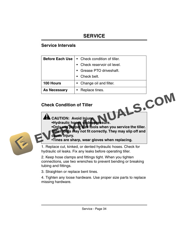 John Deere Tiller for 325, 335, 335, 345, and 355D Lawn and Garden Tractors 42 Hydraulic Operator Manual OMM133433-3